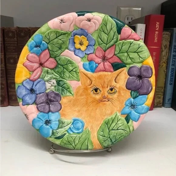 VINTAGE 1991 Pate Wade Cat & Mouse Porcelain Plate 0392 - Picture 4 of 7